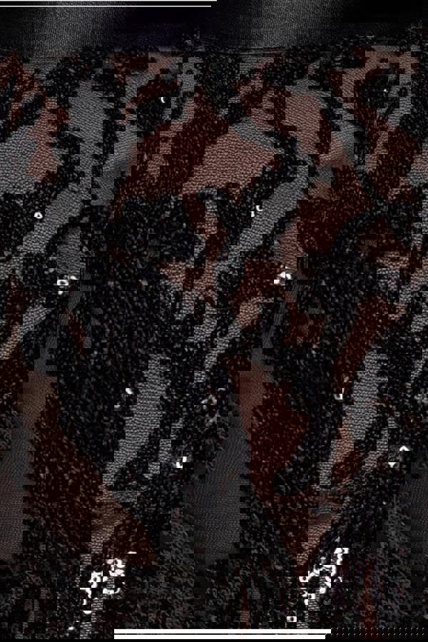 Sequin & Mesh Midi Dress - Black DR3476