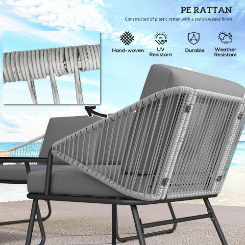 Wyld Haus Yoma Grey Rattan String 4 Seater Outdoor Sofa Set