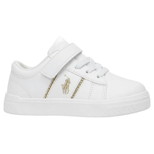 Ralph Lauren Childrens/Kids Embroidered Logo Trainers - White/Gold - 