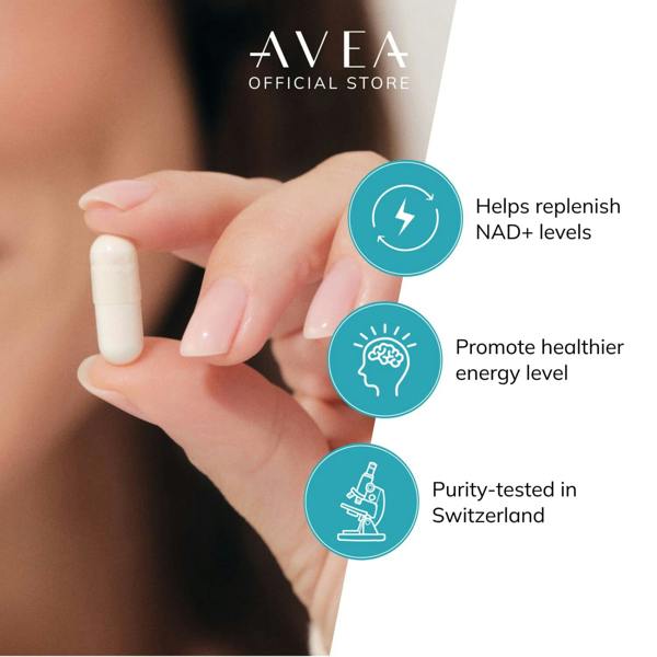AVEA NAD+ Vitaliser Supplement (30 capsules) | Swiss Quality | 99% Purity | NAD+ supplement, Nicotinamide, NR