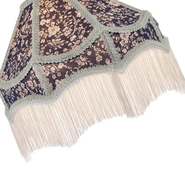 Classic Victorian Empire Lampshade in Navy Blue Cotton with Tassels Image 3