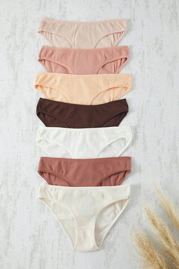 WOVCOR 7-Pack Cotton Ribbed Classic Knit Panties