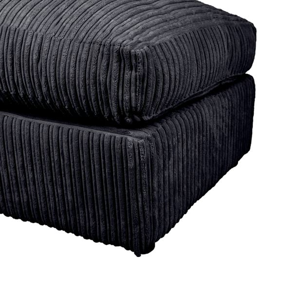 SQUAREBOXX Dylan Jumbo Cord Fabric Footstool in Black