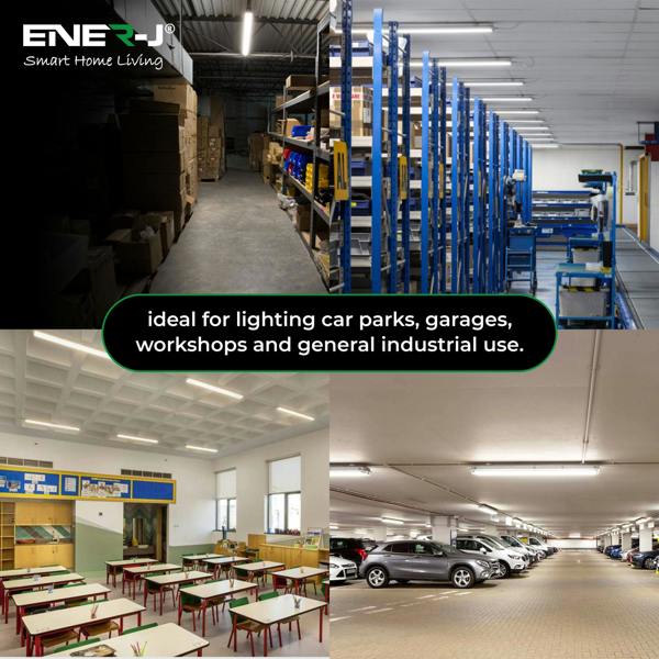 ENER-J IP65 LED Non-Corrosive Batten Light 150cm 50W 4000K, 6000 Lumens, Instant Start, 20,000 Hours - Pack of 4