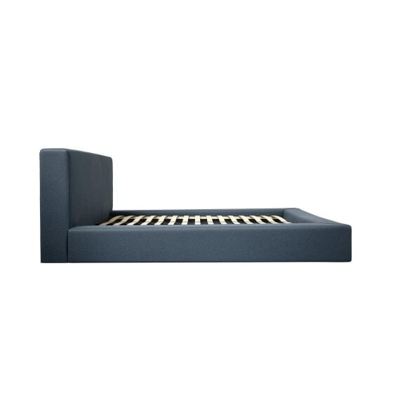 Wyld Haus Portarlington Upholstered Navy Blue Twill 4ft6 Double Size Bed with Headboard