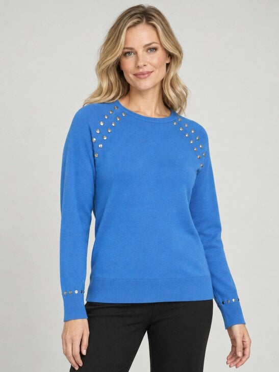 VIZ-A-VIZ Bluebell Crew Neck Jumper With Nailhead