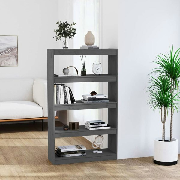 Berkfield Book Cabinet/Room Divider Grey 80x30x135.5 cm Solid Wood Pine