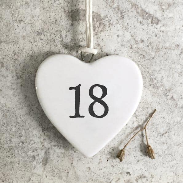 18th Birthday Porcelain Hanging Heart Keepsake Gift
