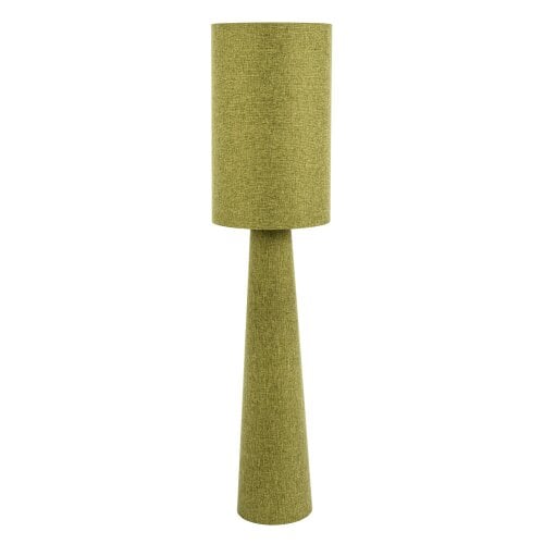 Happy Homewares Modern Olive Green Linen Fabric Floor Lamp with Drum Shade and Base