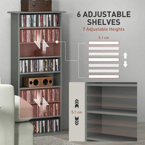 Wyld Haus Wood Grey CD Storage Unit With 360 Disc Capacity