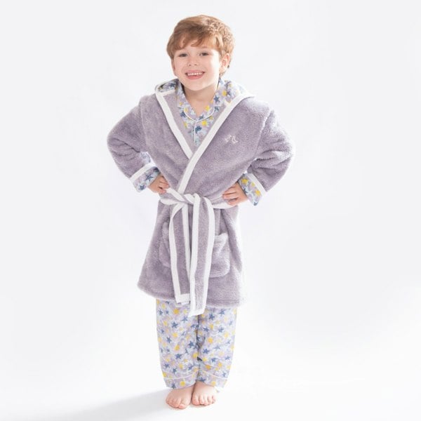 Luca and Rosa Shining Stars Girls Print Dressing Gown Grey