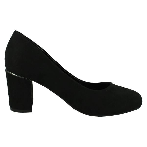 Anne Michelle Ladies Anne Michelle Mid Block Heel Court Shoe with Metal Heel Trim F90117
