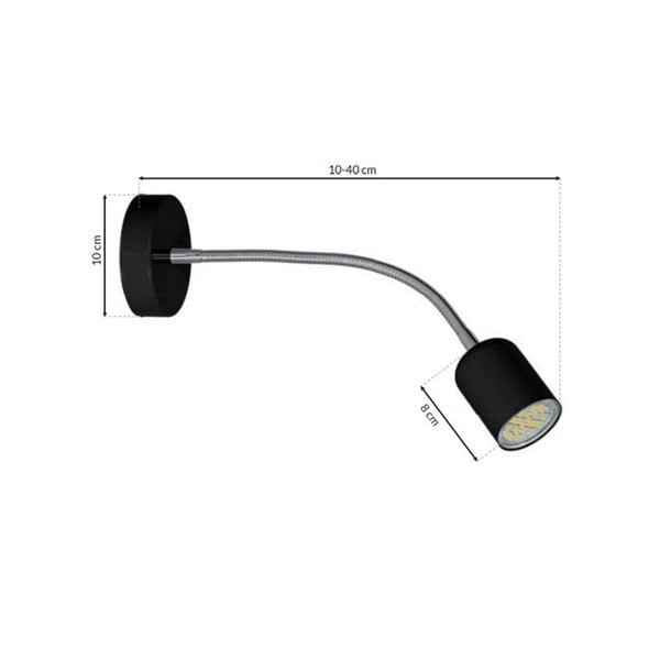 Milagro Maxi Black Wall Lamp 1XGU10 High Quality Hand Made Scandi Style Wall Light Stylish Subtle And Fully Adjustable