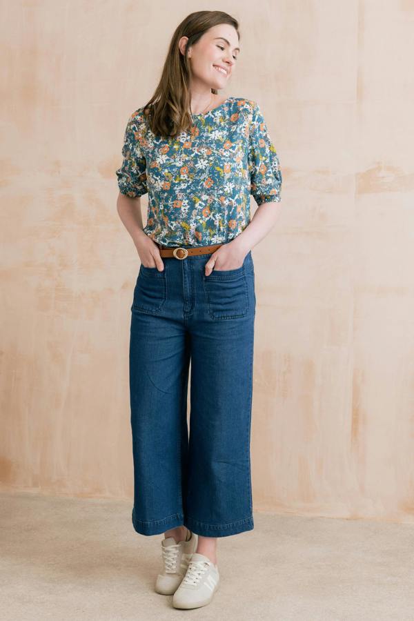 Lily & Me Meadow Printed Top Petrol