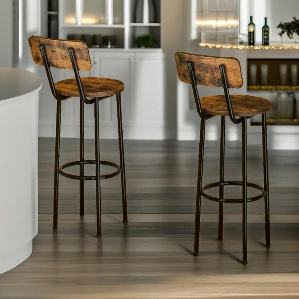 Rafaelo Mobilia Set of 2 Bar Stools with Backrest