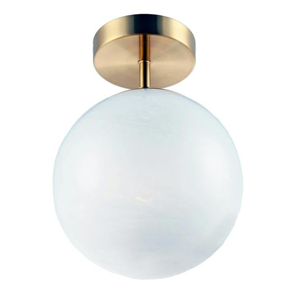Modern Snowflake Glass Globe Bathroom Ceiling Light in Antique Brass Image 3