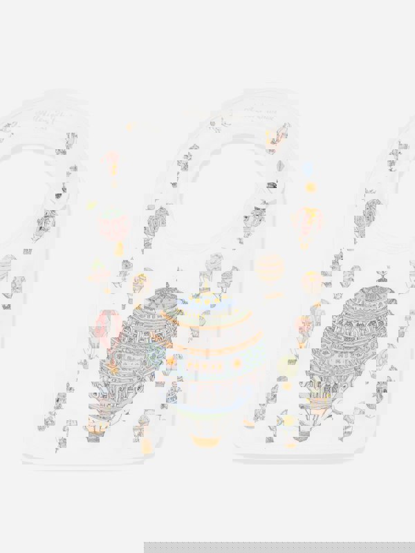 Atelier Choux Baby Hot Air Balloons Swaddle And Satin Bib Set in White