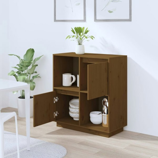 Berkfield Sideboard Honey Brown 74x35x80 cm Solid Wood Pine