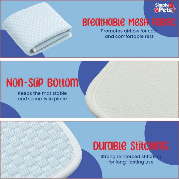 Simply 4 Pets Cooling Mat for Dogs & Cats - Breathable Sandwich Mesh Fabric, Foldable Dog Cooling Mat - Non Slip Washable Pet Cooling Bed