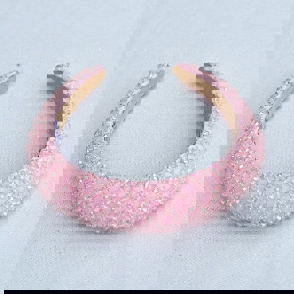 Pink sparkly headband pink beaded headband