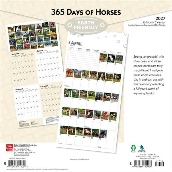 365 Days Of Horses Calendar 2027, Wall Calendars, Month To View, Animals, Gift