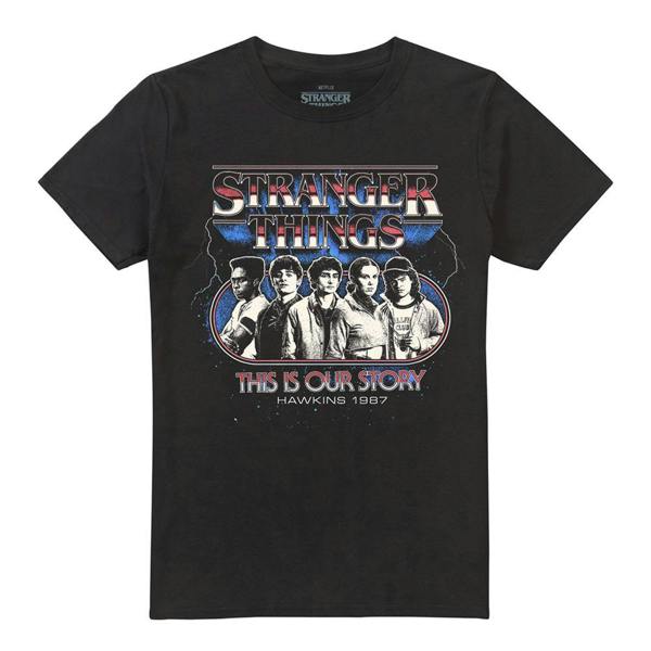 Stranger Things Unisex Adult Thunder Group Retro T-Shirt - Black - 