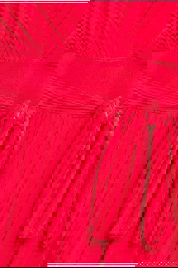 Wrap Front Maxi With Flutter Sleeves - Red DR2565B