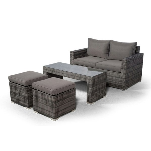 Giardino Sydney Rattan 2 Seater Sofa Set with Coffee Table and 2 Stools