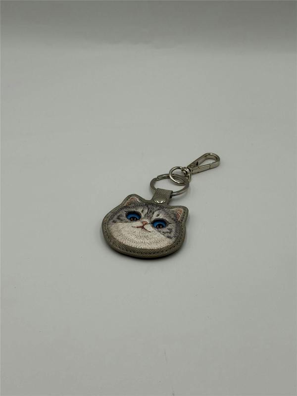 Nimmy Friends Nimmy Big Eye Cute Pet Silver Shaded Cat Face Airtag Keychain Grey - N-XDY-YSK-023