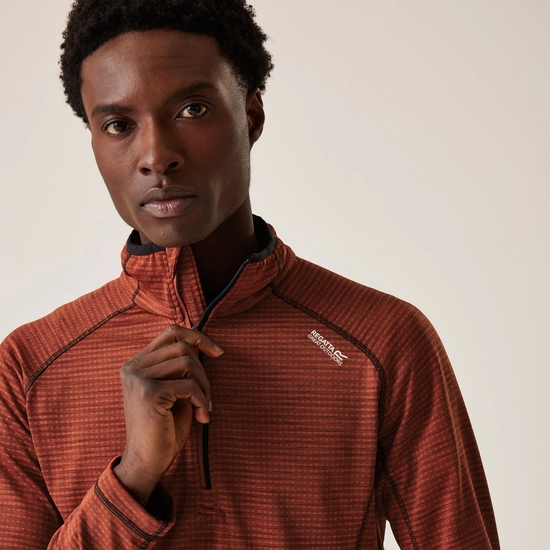 Regatta Mens Yonder II Half Zip Fleece Top - Red Ochre