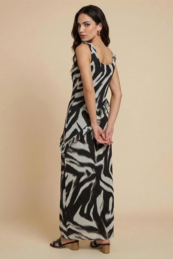 Urban Bliss Zebra Ruffle Maxi Dress