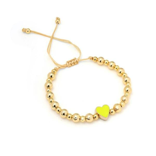 Say It With Children's Yellow Drawstring Heart Bracelet - Yellow Gold