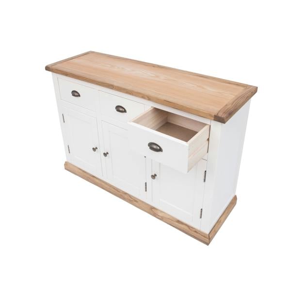 Cabinet Bits Tropea Off White 3 Drawer 3 Door Sideboard Brass Cup Handle