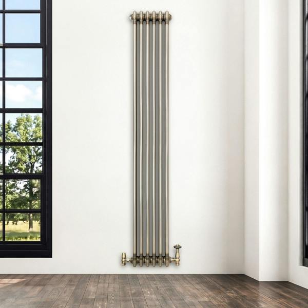 Monstershop Traditional 3 Column Radiator - 1800 x 290mm - Raw Metal