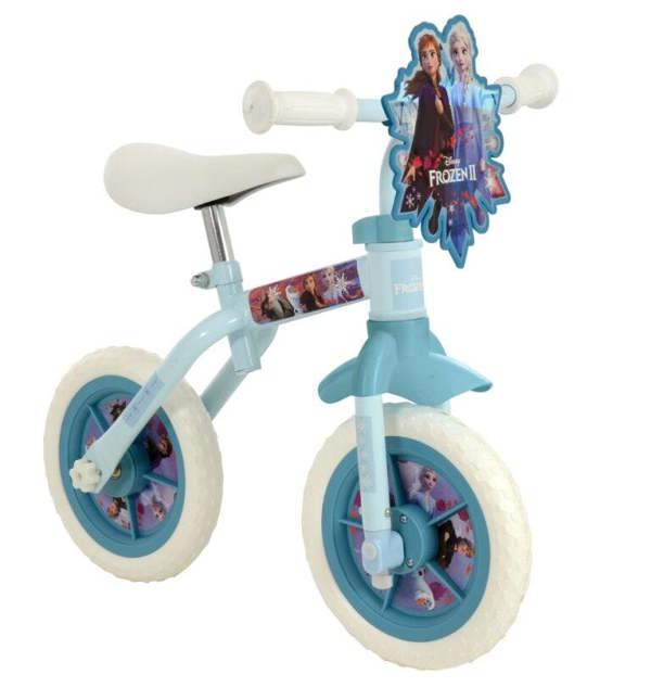 MV Sports MV Frozen 2 Kids 2-In-1 10" Training Bike - Balance/Pedal w/ Stabilisers
