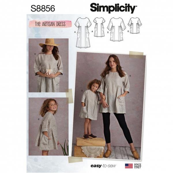 Simplicity Sewing Pattern 8856, Dresses for Women, Kids, A (3 - 8 /XS-XL) - Easy