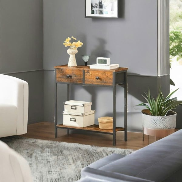 Modcraft Rustic Console Table with Storage - Ideal for Living Room and Hallway