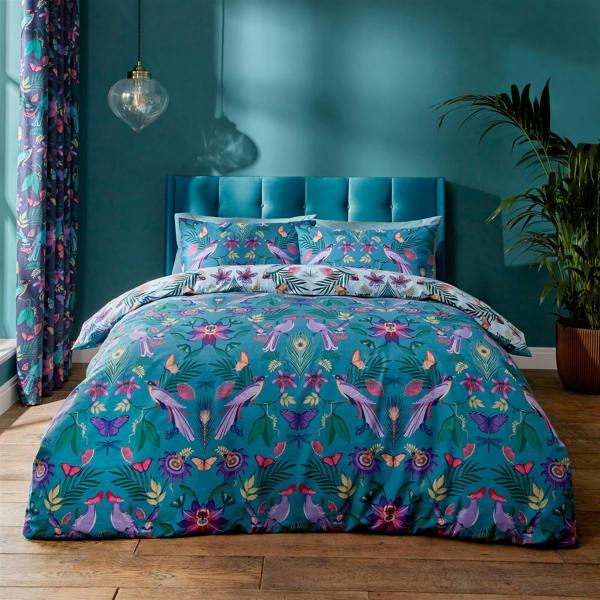 Mya Tropical Birds Duck Egg Duvet Cover Set