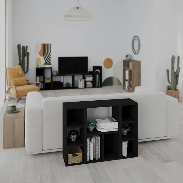 Decortie Modern Combayn Big Low Standing Book Shelf, 3 Open Storage Horizontal or Vertical Compact Bookshelf Bedroom