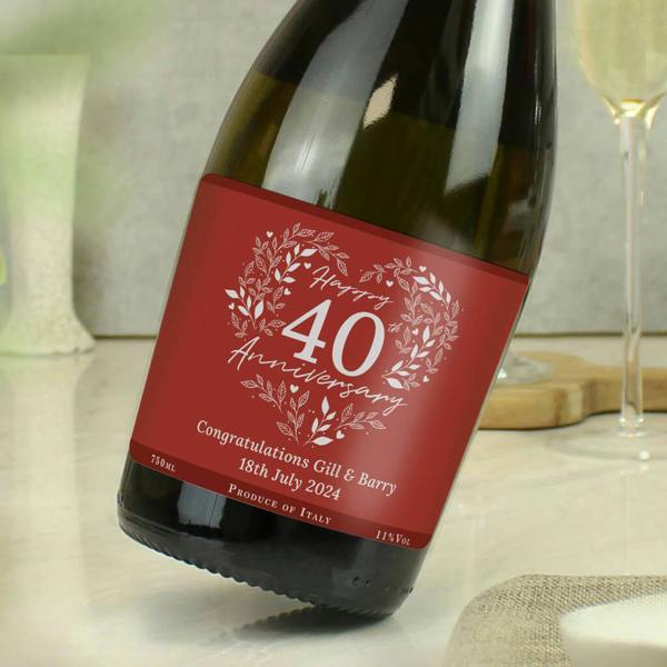 Personalised 40th Ruby Wedding Anniversary Prosecco - lifestyle shot