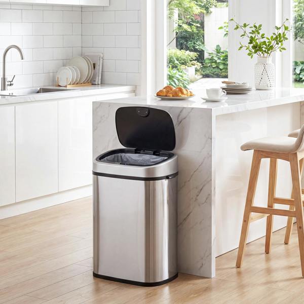 HOMCOM Sensor Dustbin Touchless Trash Can Automatic Stainless Steel - 58L