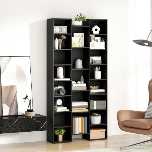 Wyld Haus Faelsu Nota Wooden Black Twenty One Compartment Storage Bookcase