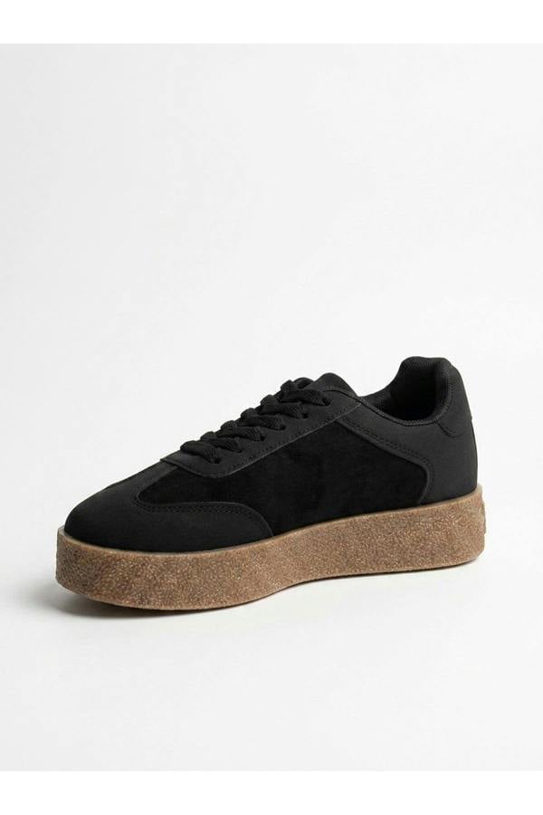 Sybil Faux Suede Platform Trainers - Black
