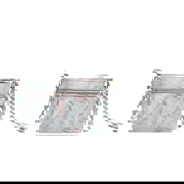 Assots London 'TODD' Blue & Orchid Pink Tie Dye Real Leather Crossbody Wristlet Bag