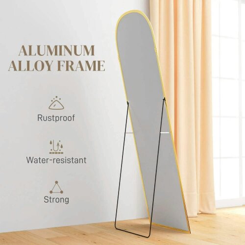 Bobobiy 162cm Aluminium Frame Standing Mirror - Gold