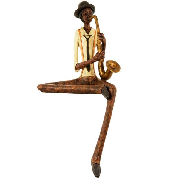Hill Interiors Sitting Jazz Band Saxophonist - Brown/Cream - 