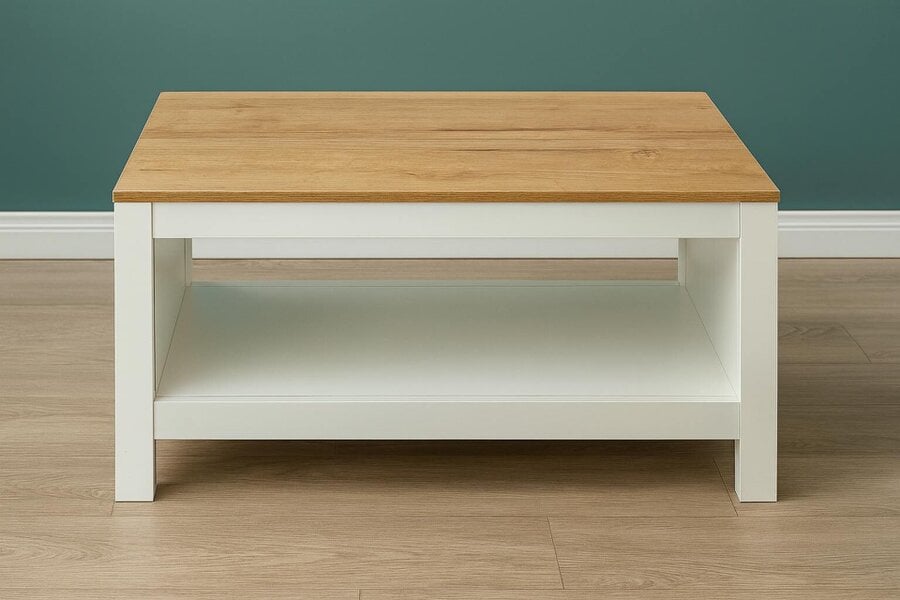 Kosy Koala Modern Coffee Table with Storage Shelf for Living Room Light Wood Finish