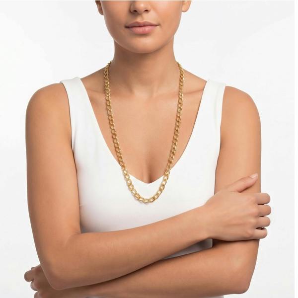 Gold Trip Vintage Textured Long Curb Chain
