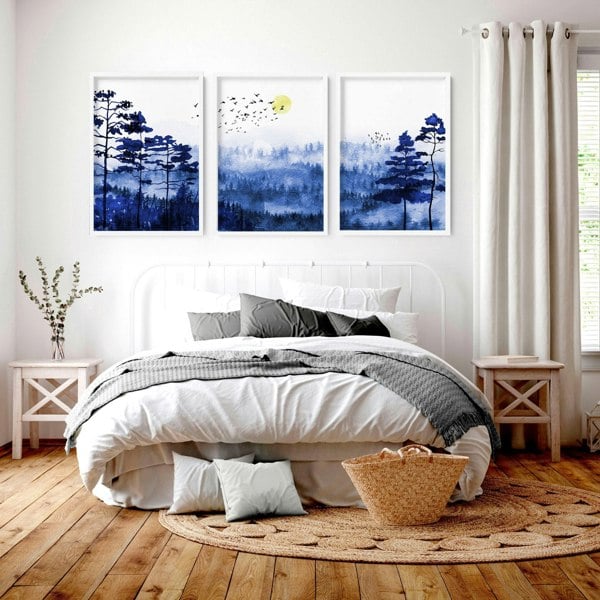 Scandi art prints | set of 3 Bedroom wall art