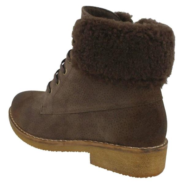 Spot On Ladies Spot On Fur Collar Ankle Boots
